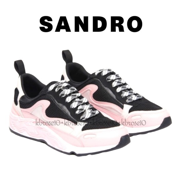 Sandro Flame Sneakers Rose Pastel Signature Flame Sole New in Box Size 37 / 6.5